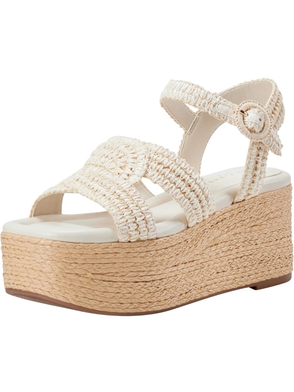 Marc Fisher Woven Cream Platform Sandals with Ankle Strap size 11